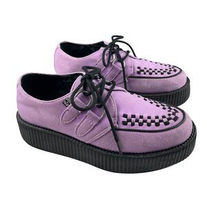 TUK Shoes Women's 8 Men's 6 Lavender Faux Suede Viva Mondo Creeper Platform